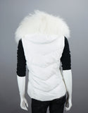 Hooded Vest with Fur Trim White