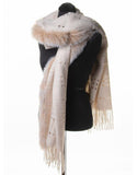 Cashmere Perforated Shawl- Ivory / Blush Fox