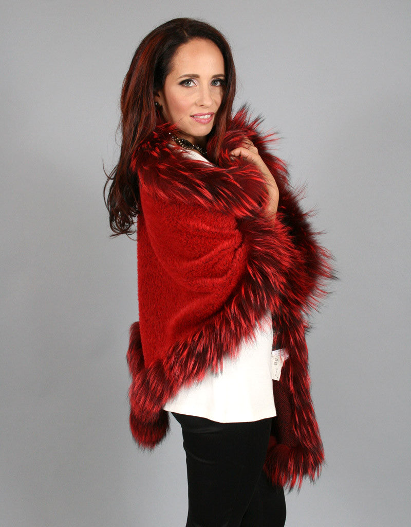 Fur Whip Alpaca Cape-Brown/ Fisher Dyed Silver Fox
