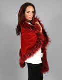 Fur Whip Alpaca Cape-Brown/ Fisher Dyed Silver Fox