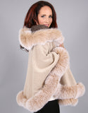 Full Band Hooded Alpaca Cape-Beige