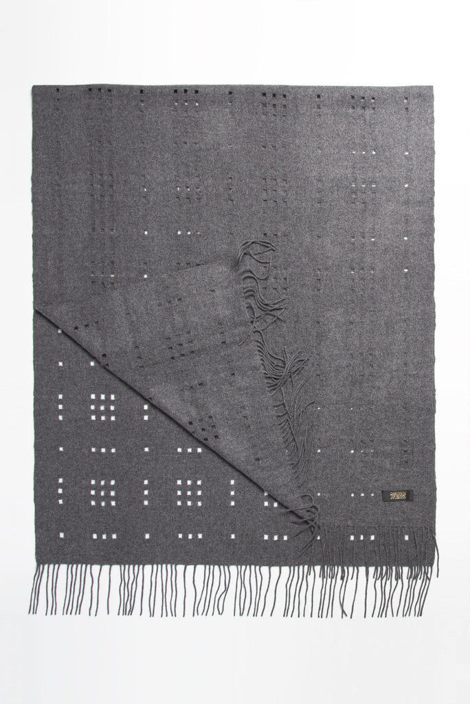 Cashmere Perforated Shawl- Ivory / Blush Fox