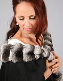 Chinchilla Trimmed Cashmere Medium Round Cape