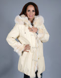 Rabbit Lined Carcoat with Detach Hood-Black
