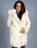 Rabbit Lined Carcoat with Detach Hood-Vanilla