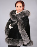 Full Band Hooded Alpaca Cape-Black