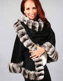 Chinchilla Trimmed Cashmere Medium Round Cape