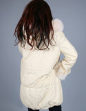 Rabbit Lined Carcoat with Detach Hood-Black