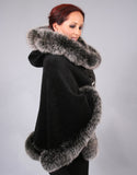 Full Band Hooded Alpaca Cape-Beige