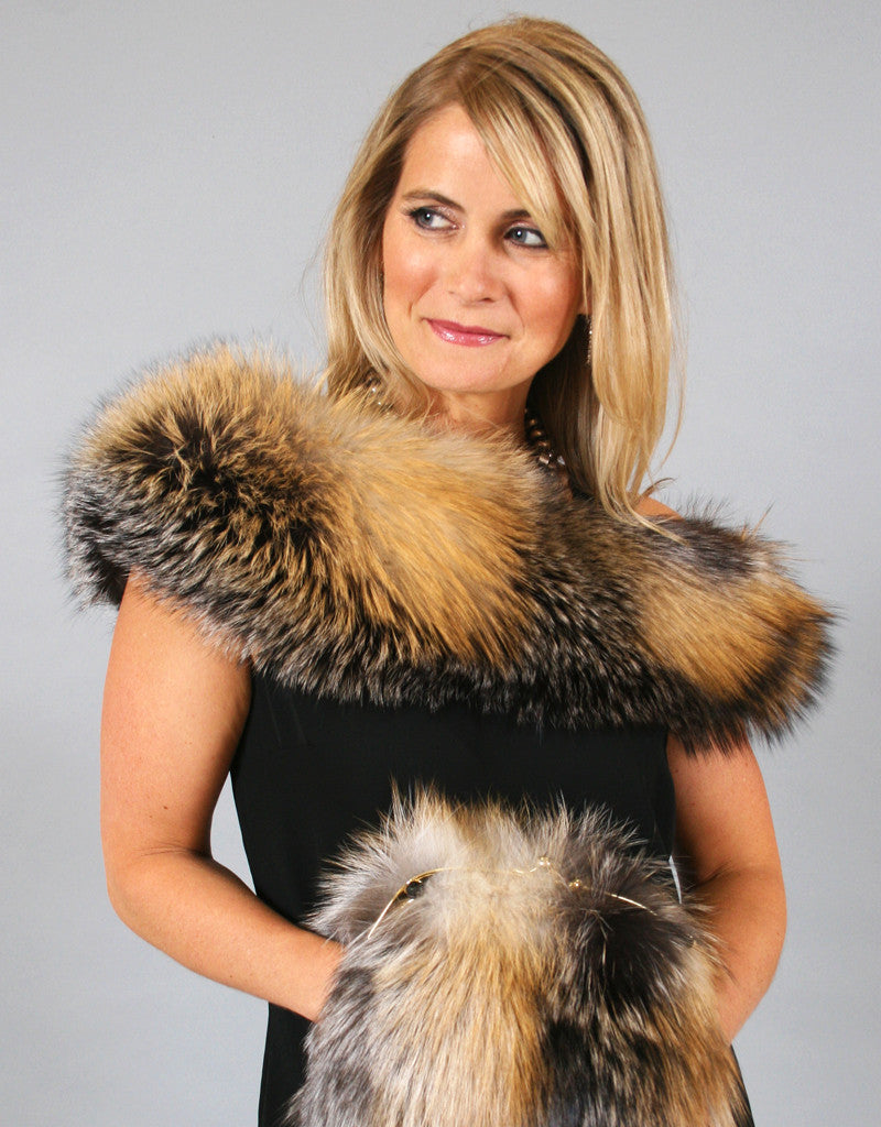 Lux Fur Collar- Crystal Dyed Silver