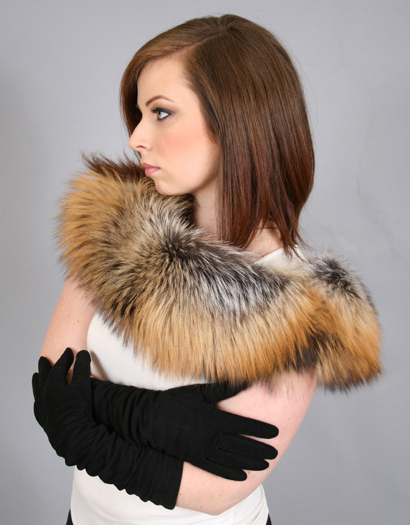 Lux Fur Collar- Crystal Dyed Silver