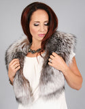 Lux Fur Collar- Crystal Dyed Silver