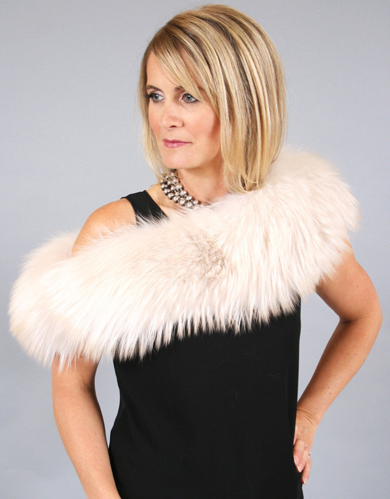 Lux Fur Collar- Crystal Dyed Silver