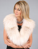 Lux Fur Collar- Crystal Dyed Silver