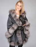 Full Band Hooded Alpaca Cape-Black