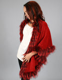 Fur Whip Alpaca Cape-Brown/ Fisher Dyed Silver Fox