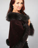 Petite Alpaca Cape with Fox Trim - Beige
