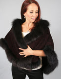 Petite Alpaca Cape with Fox Trim - Beige
