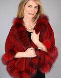 Petite Alpaca Cape with Fox Trim - Beige