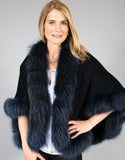 Petite Alpaca Cape with Fox Trim - Beige