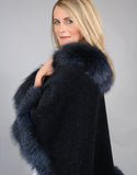 Petite Alpaca Cape with Fox Trim - Beige