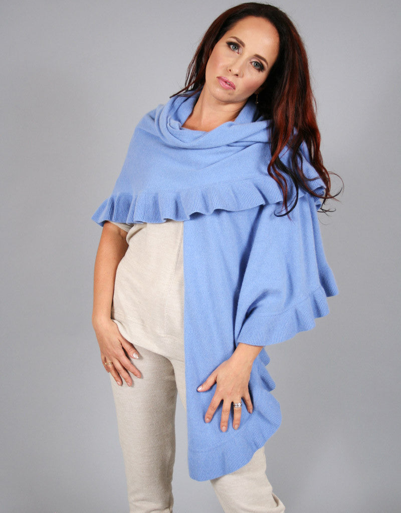 Beautiful Cashmere Ruffle Shawl- Cherry Red