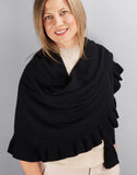 Beautiful Cashmere Ruffle Shawl- Black