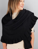 Beautiful Cashmere Ruffle Shawl- Black
