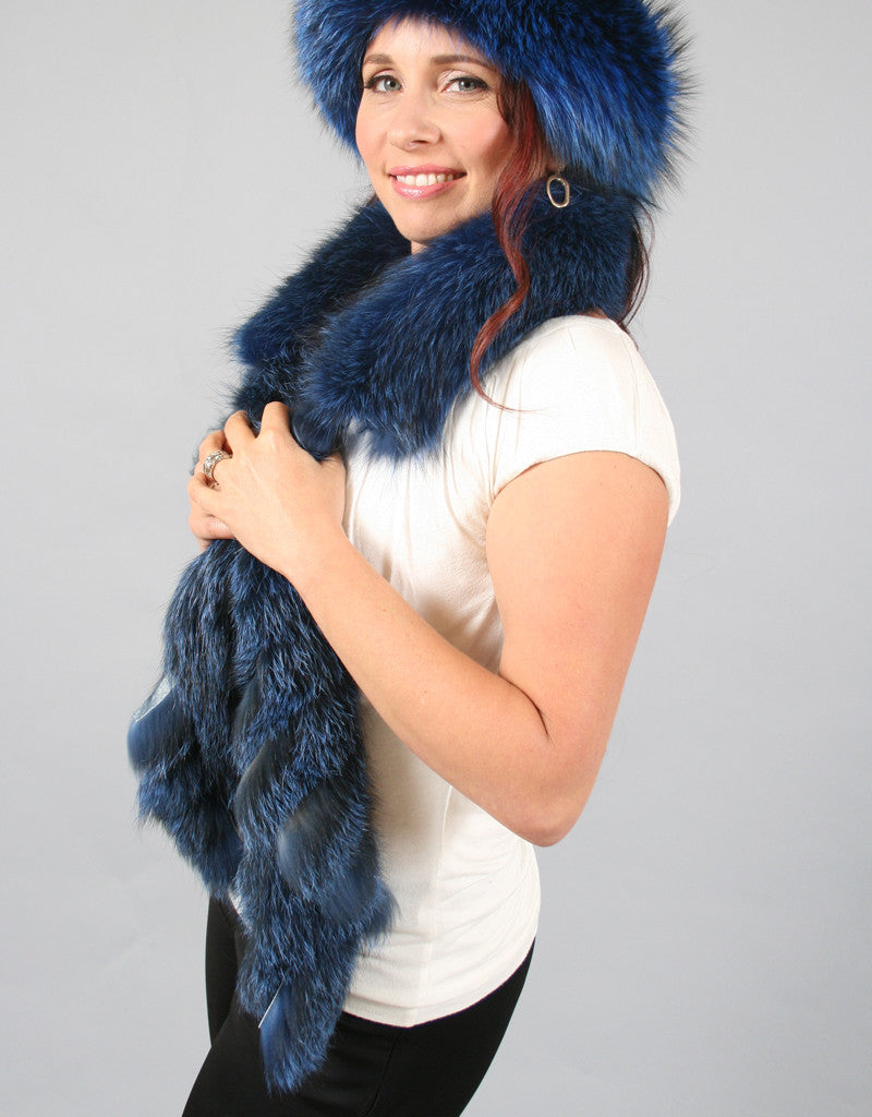 Fox Fringe Scarf- Indigo