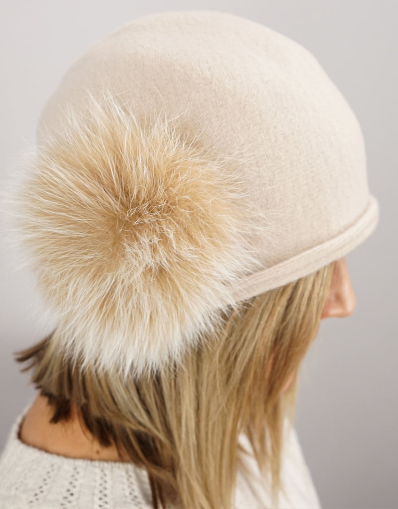 Cloche with Fox Applique - Cashmere/ Blush Fox