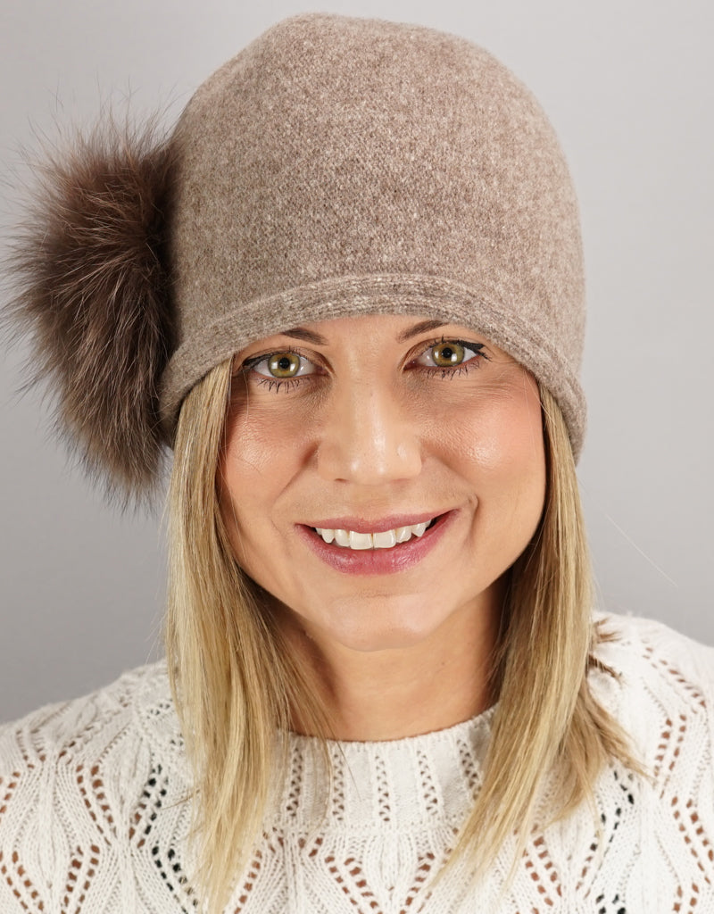 Cloche with Fox Applique - Cashmere/ Blush Fox