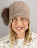 Cloche with Fox Applique - Cashmere/ Blush Fox
