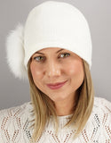 Cloche with Fox Applique - White / Match Fox