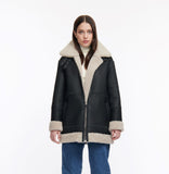 Long Reversible Shearling Bomber Jacket
