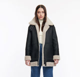 Long Reversible Shearling Bomber Jacket