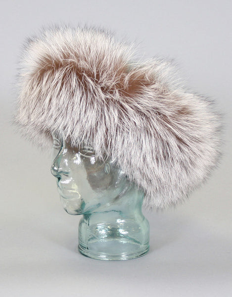 Wide Fur Headband-Crystal Dyed Silver