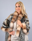 Printed Cashmere Shawl-Belts with Crystal Fox