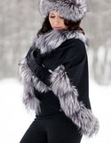 Petite Cashmere Cape - Black/ Silver