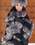 Petite Cashmere Cape - Black/ Silver
