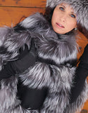 Petite Cashmere Cape - Black/ Silver