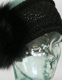Knit Headband with Rosette - Ivory