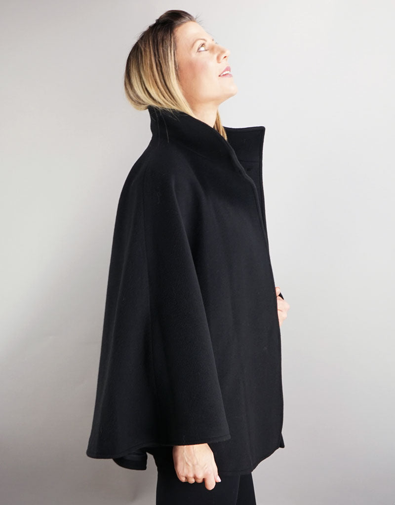 Belted Modern Cape/Jacket - Black