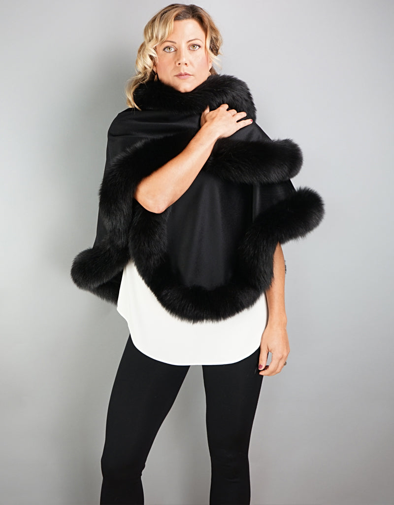 Petite Cashmere Cape - Black