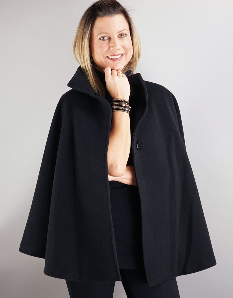 Belted Modern Cape/Jacket - Black
