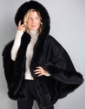 Full Band Hooded Alpaca Cape-Black