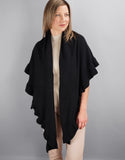 Beautiful Cashmere Ruffle Shawl- Black