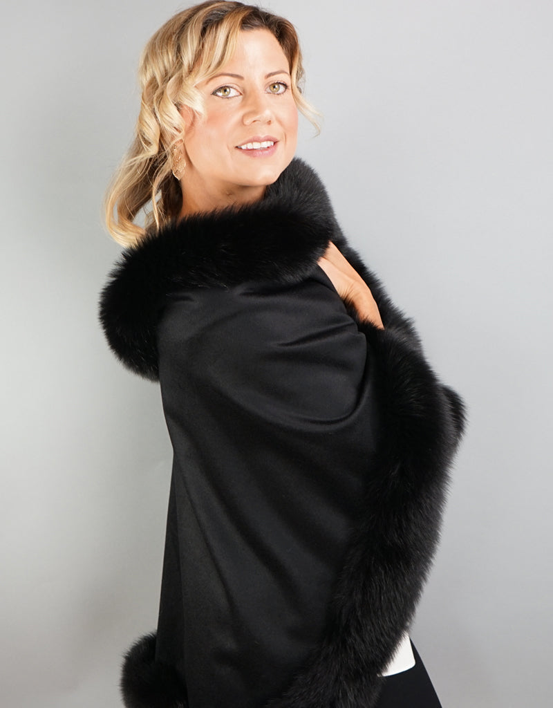 Petite Cashmere Cape - Black