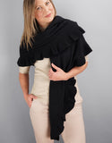 Beautiful Cashmere Ruffle Shawl- Black