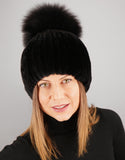 Oversize Pom Pom Stretch Rex Hat - Black