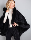 Full Band Hooded Alpaca Cape-Black